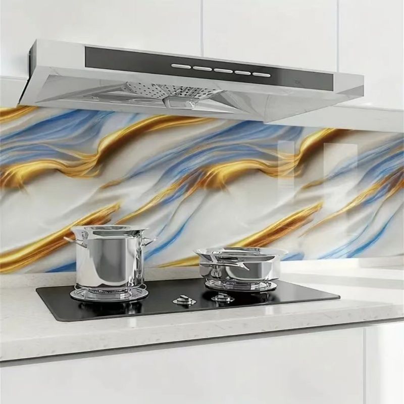 Kitchen Oil-proof And Waterproof Moisture Proof Marble Pattern Wall Stickers ，Heat Resistant  Thickened Imitation Tile Wall Stickers，Cooktop Desktop Decoration Wallpaper Self-adhesive