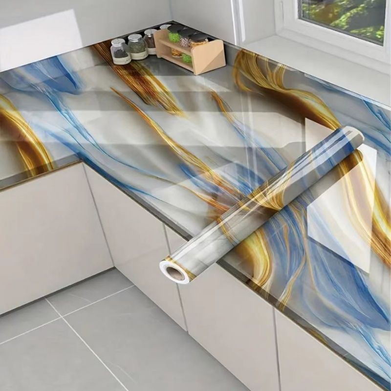 Kitchen Oil-proof And Waterproof Moisture Proof Marble Pattern Wall Stickers ，Heat Resistant  Thickened Imitation Tile Wall Stickers，Cooktop Desktop Decoration Wallpaper Self-adhesive