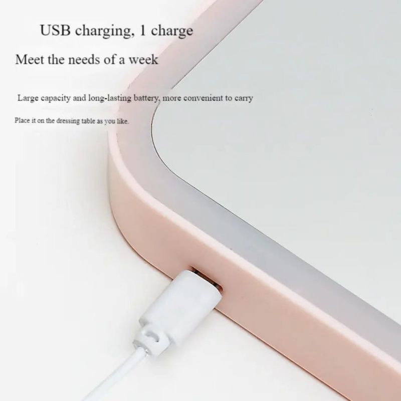 Portable LED Lighted Intelligent Desktop Three Block Light Control  Cosmetic Mirror,USB Charging Makeup Mirrors，Student Beauty Mirror