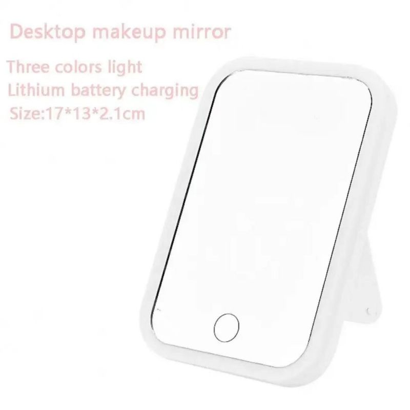 Portable LED Lighted Intelligent Desktop Three Block Light Control  Cosmetic Mirror,USB Charging Makeup Mirrors，Student Beauty Mirror