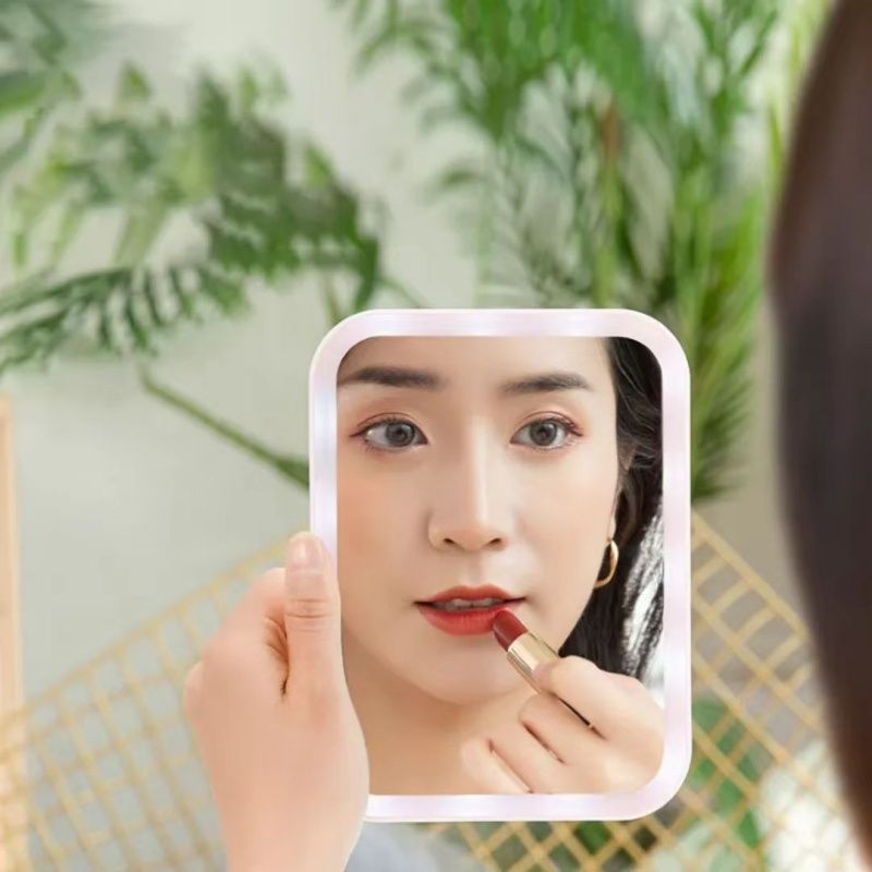 Portable LED Lighted Intelligent Desktop Three Block Light Control  Cosmetic Mirror,USB Charging Makeup Mirrors，Student Beauty Mirror