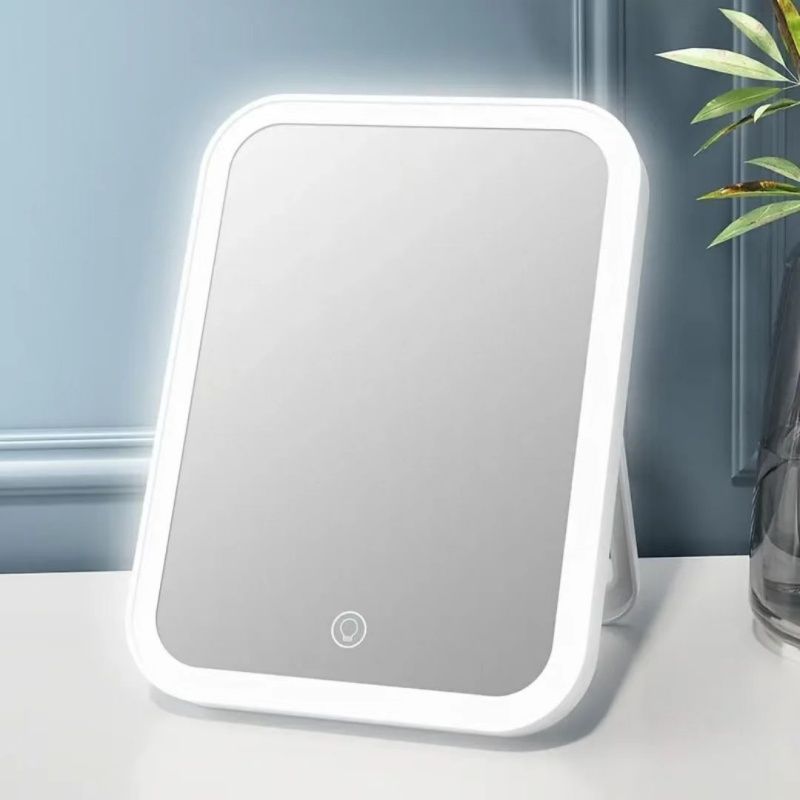 Portable LED Lighted Intelligent Desktop Three Block Light Control  Cosmetic Mirror,USB Charging Makeup Mirrors，Student Beauty Mirror