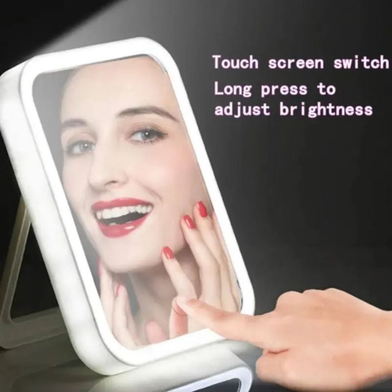 Portable LED Lighted Intelligent Desktop Three Block Light Control  Cosmetic Mirror,USB Charging Makeup Mirrors，Student Beauty Mirror
