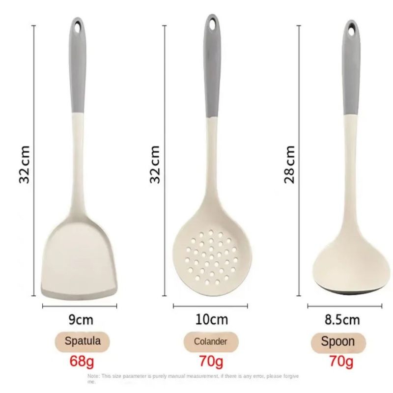 3PCS Food-grade Silicone Spatula Spoon Colander,Non-stick Pan Special Spatula Set,High Temperature Resistant Silicone Material Quality,Household Cooking Kitchen Tools