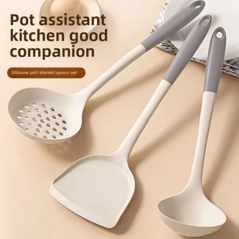 3PCS Food-grade Silicone Spatula Spoon Colander,Non-stick Pan Special Spatula Set,High Temperature Resistant Silicone Material Quality,Household Cooking Kitchen Tools