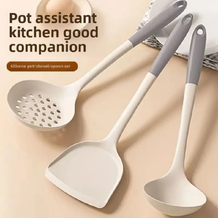 3PCS Food-grade Silicone Spatula Spoon Colander,Non-stick Pan Special Spatula Set,High Temperature Resistant Silicone Material Quality,Household Cooking Kitchen Tools