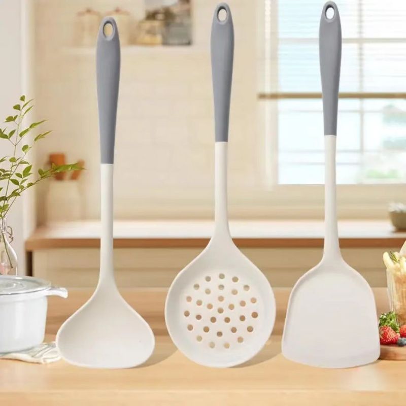 3PCS Food-grade Silicone Spatula Spoon Colander,Non-stick Pan Special Spatula Set,High Temperature Resistant Silicone Material Quality,Household Cooking Kitchen Tools