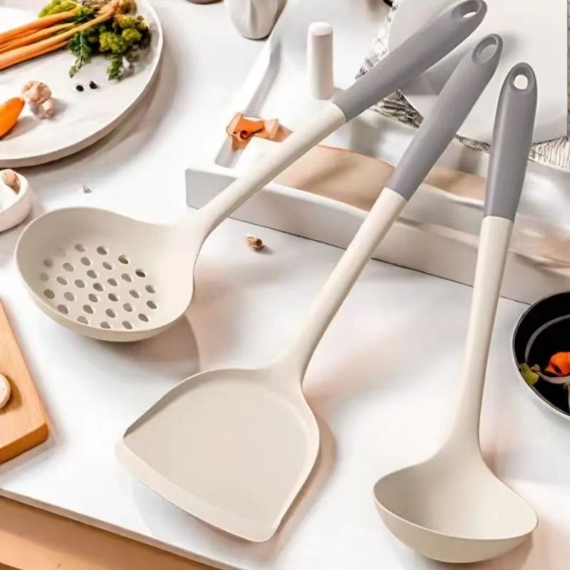 3PCS Food-grade Silicone Spatula Spoon Colander,Non-stick Pan Special Spatula Set,High Temperature Resistant Silicone Material Quality,Household Cooking Kitchen Tools