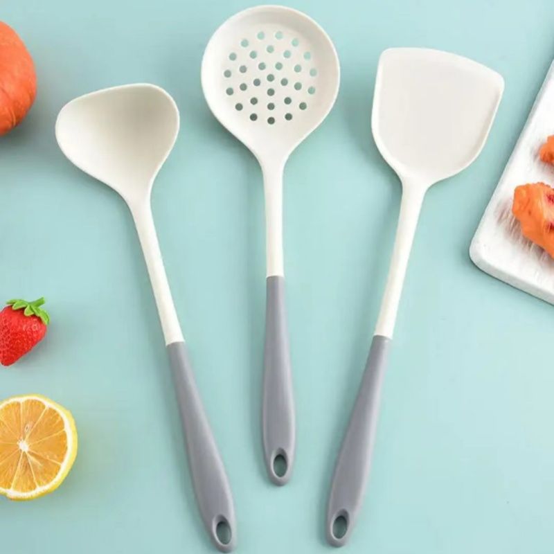 3PCS Food-grade Silicone Spatula Spoon Colander,Non-stick Pan Special Spatula Set,High Temperature Resistant Silicone Material Quality,Household Cooking Kitchen Tools