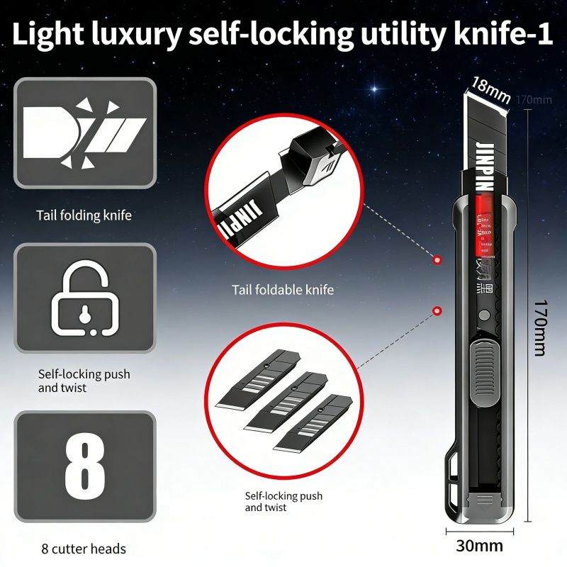 High Quality Retractable Utility Knife , Knife Non Slip Sturdy Fast Cutting Manual Lock,Office Learning Industry Special Wallpaper Knife,The Blade Body And Blade Can Be Used For A Long Time