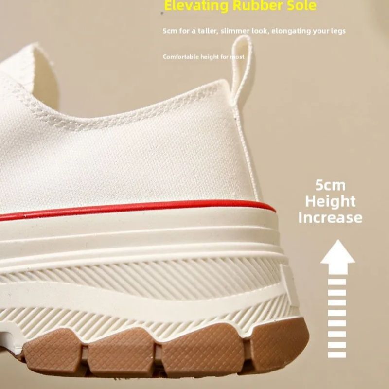 Women's Classic Canvas Thick-Soled Height-Increasing Shoes， Breathable Versatile Anti-Slip Wear-Resistant Casual Comfortable Plate Shoes，Student Campus  Popular Sneake