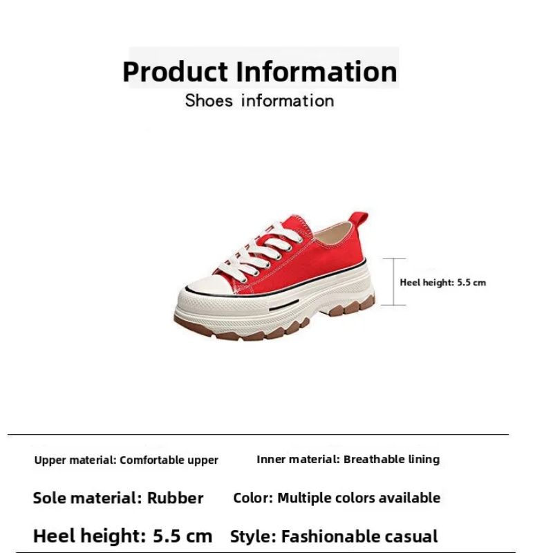 Women's Classic Canvas Thick-Soled Height-Increasing Shoes， Breathable Versatile Anti-Slip Wear-Resistant Casual Comfortable Plate Shoes，Student Campus  Popular Sneake