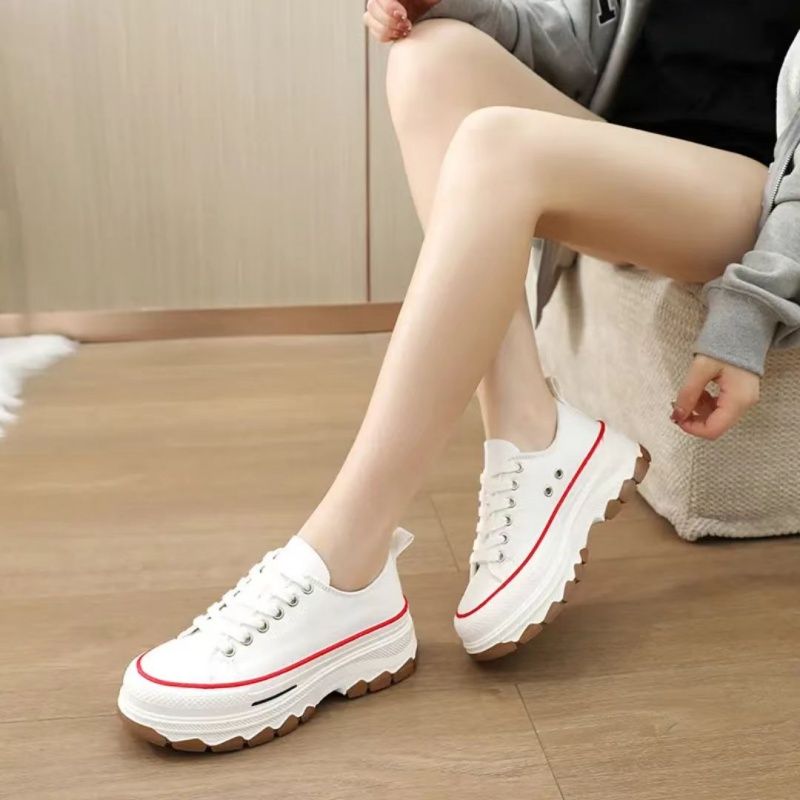 Women's Classic Canvas Thick-Soled Height-Increasing Shoes， Breathable Versatile Anti-Slip Wear-Resistant Casual Comfortable Plate Shoes，Student Campus  Popular Sneake