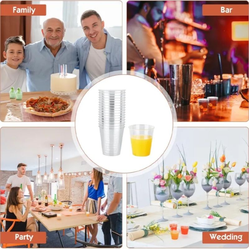 50PCS Disposable Thickened Plastic Cup，Home High Temperature And Low Temperature Resistance Transparent Small Aviation Cup ，Outdoor Picnic Birthday  Party Tableware 180ml Cups Supplies