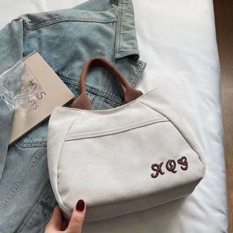 Japanese Simple Portable Canvas Bag,Office Workers Ladies Handbag Joker Commuter Tote Bag,Lunch Box Bag