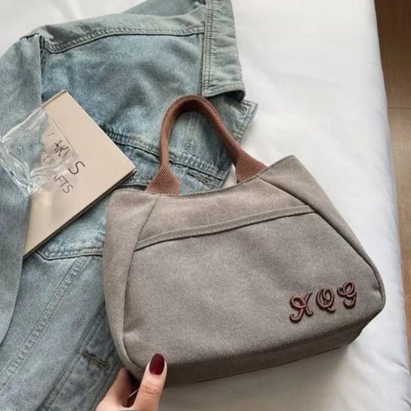 Japanese Simple Portable Canvas Bag,Office Workers Ladies Handbag Joker Commuter Tote Bag,Lunch Box Bag