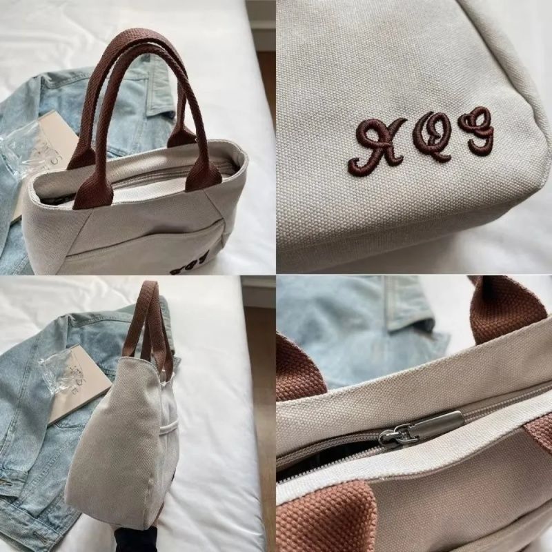 Japanese Simple Portable Canvas Bag,Office Workers Ladies Handbag Joker Commuter Tote Bag,Lunch Box Bag
