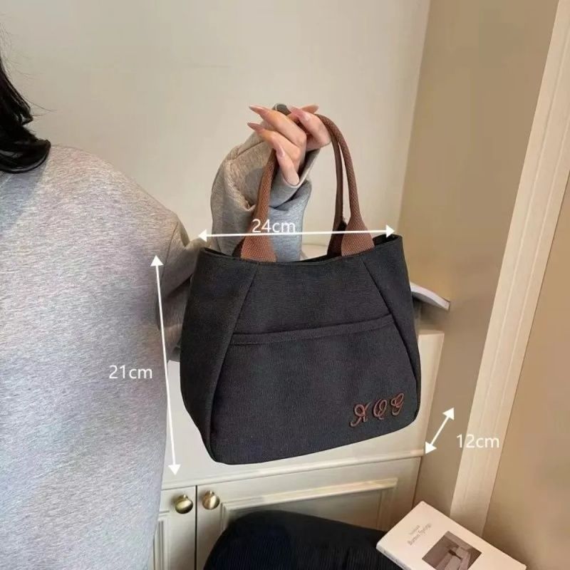 Japanese Simple Portable Canvas Bag,Office Workers Ladies Handbag Joker Commuter Tote Bag,Lunch Box Bag