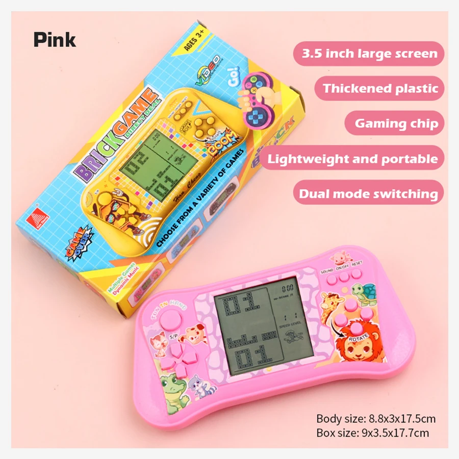 Classic Cube Elimination Handheld Game Console Player Children's Educational Toy Retro Large Screen Game Machine