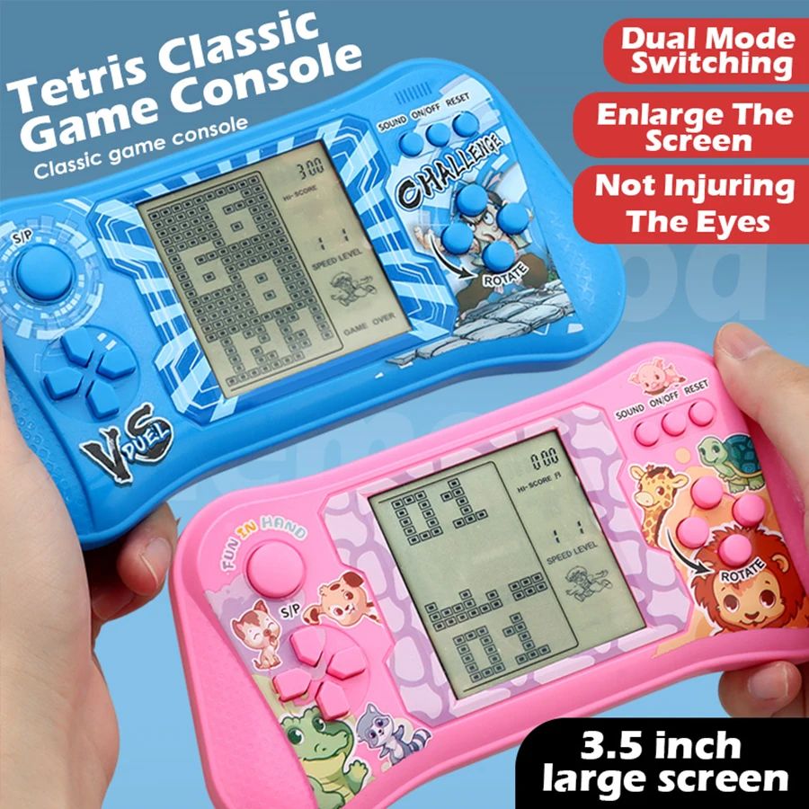 Classic Cube Elimination Handheld Game Console Player Children's Educational Toy Retro Large Screen Game Machine
