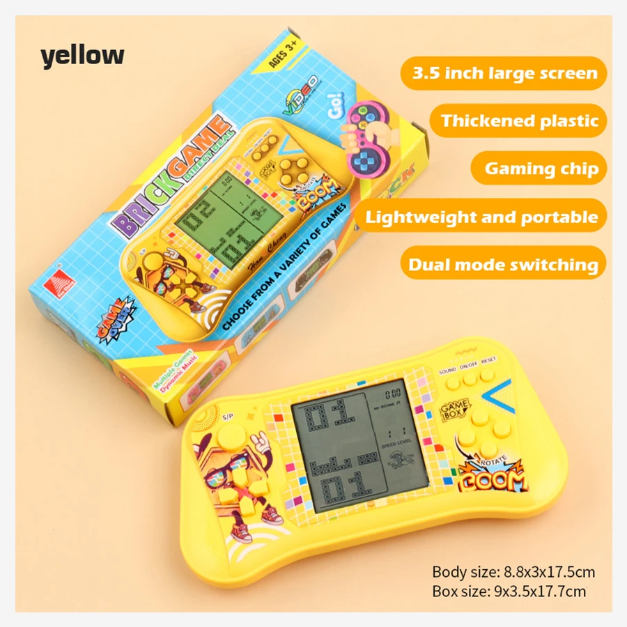 Classic Cube Elimination Handheld Game Console Player Children's Educational Toy Retro Large Screen Game Machine