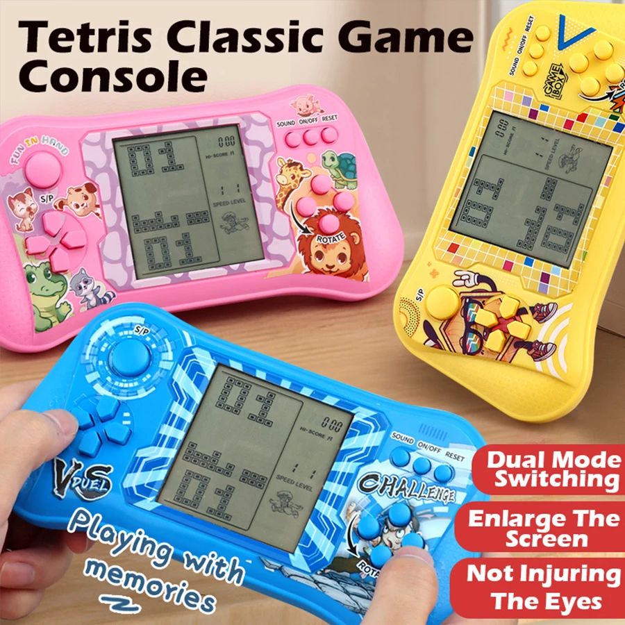 Classic Cube Elimination Handheld Game Console Player Children's Educational Toy Retro Large Screen Game Machine