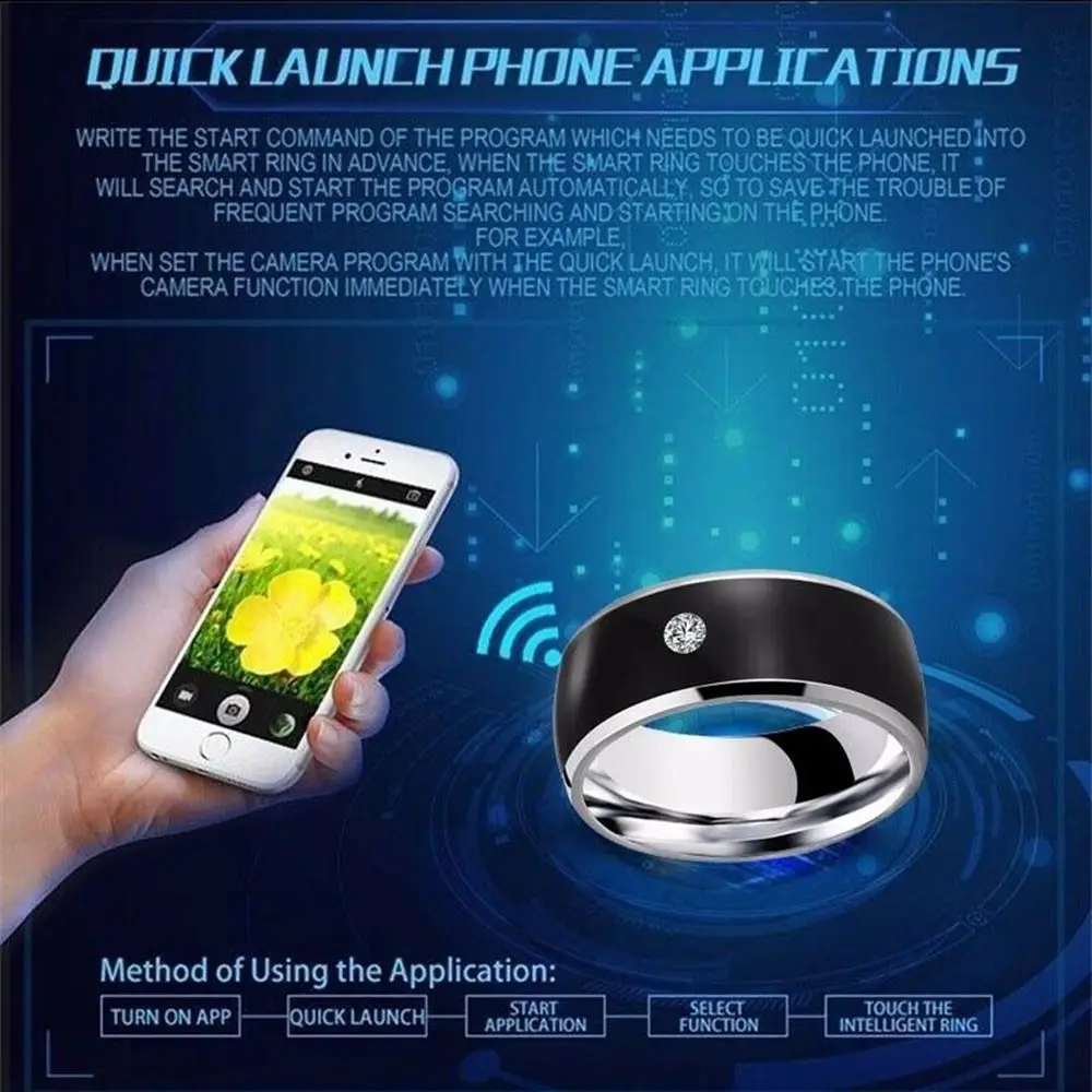 Fashion NFC Smart Ring Intelligent Wear Connect Android Phone Equipment Ring Waterproof Multifunction Magic NFC Finger Ring