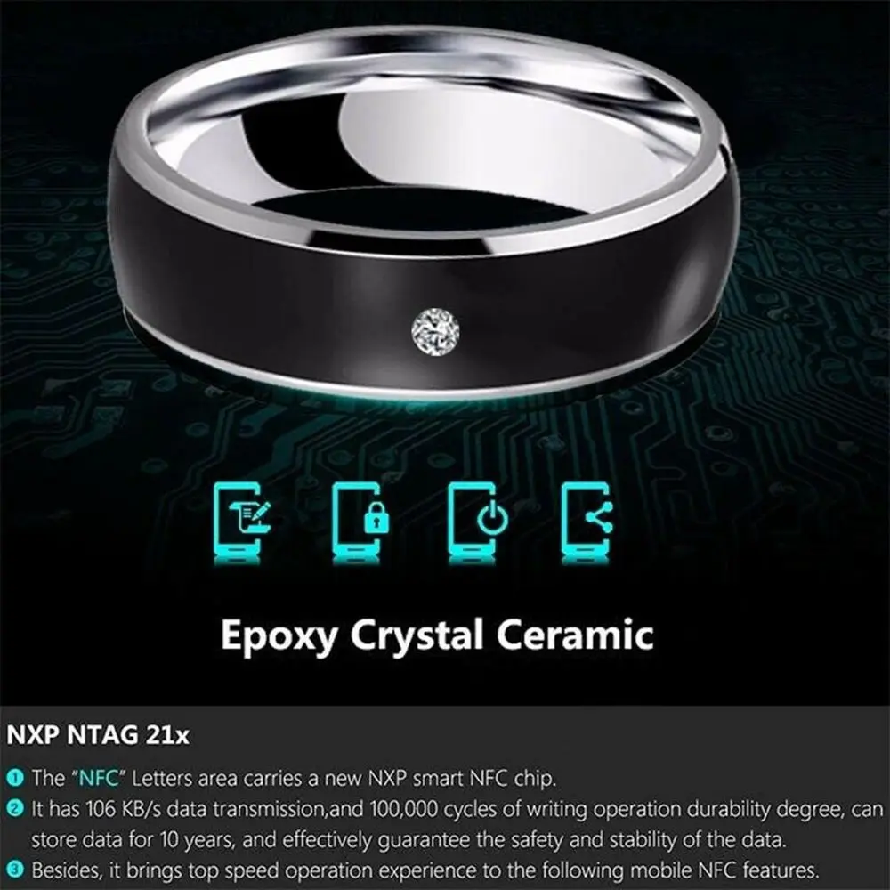 Fashion NFC Smart Ring Intelligent Wear Connect Android Phone Equipment Ring Waterproof Multifunction Magic NFC Finger Ring