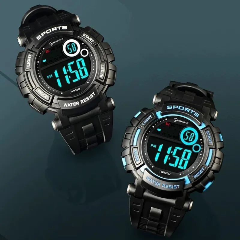 Children Electronic Digital Wristwatch Young Man Fashion Luminous Watch Teenager Daily Cool Time Student Gift Boys Male Waches