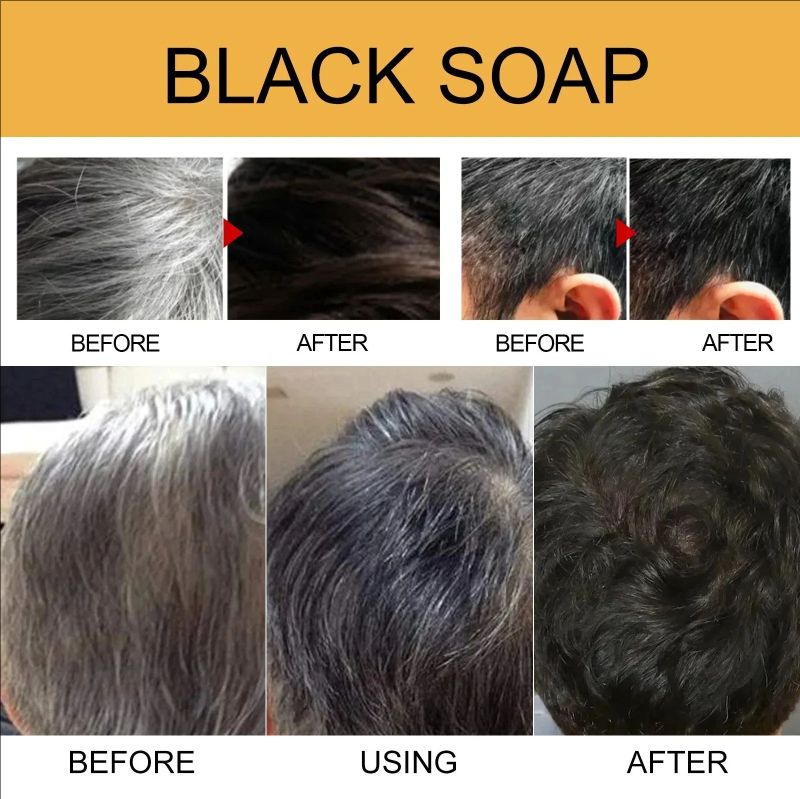 White Hair Darkening Shampoo Soap Restore Gray Beard and Hair Natural Color Soap Gray White To Black Dye Hair Fixing Shampoo 50g