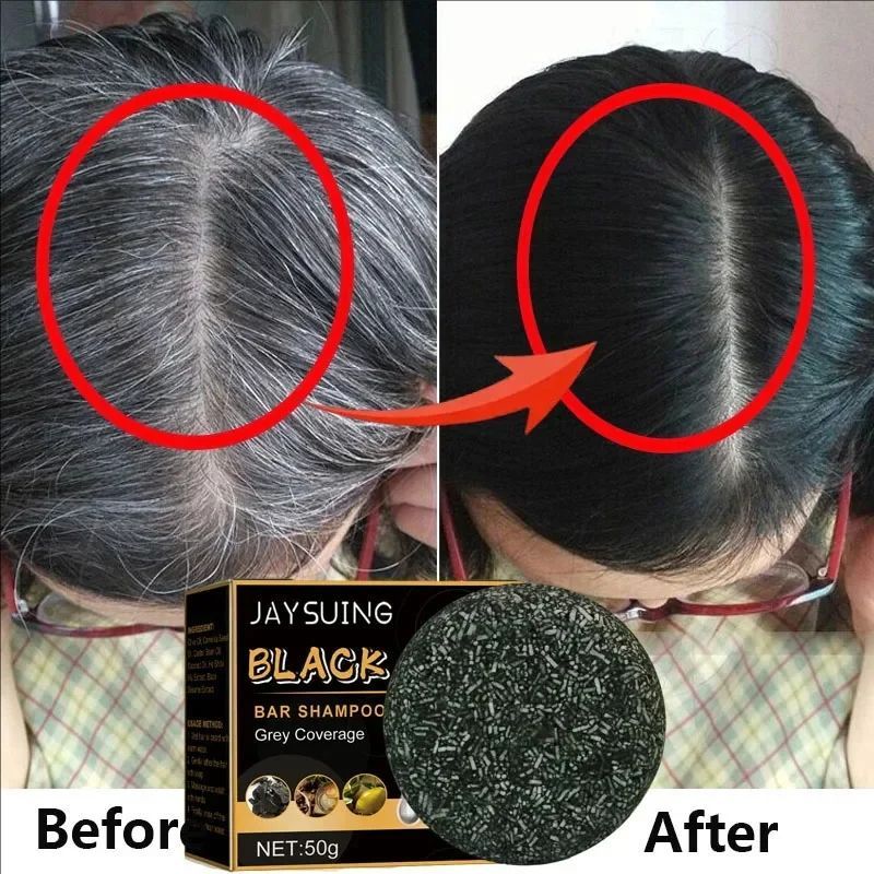 White Hair Darkening Shampoo Soap Restore Gray Beard and Hair Natural Color Soap Gray White To Black Dye Hair Fixing Shampoo 50g