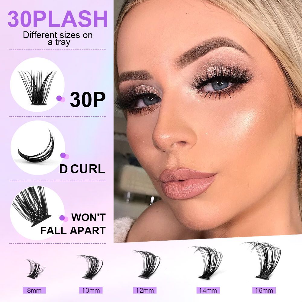 DIY sectional false eyelashes 14 rows with large capacity glue tweezers set eyelashes combination