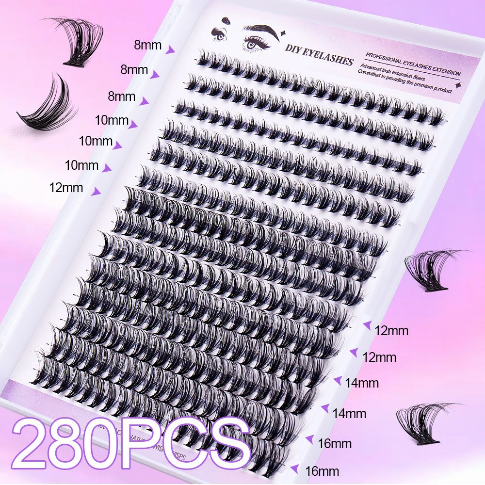 DIY sectional false eyelashes 14 rows with large capacity glue tweezers set eyelashes combination