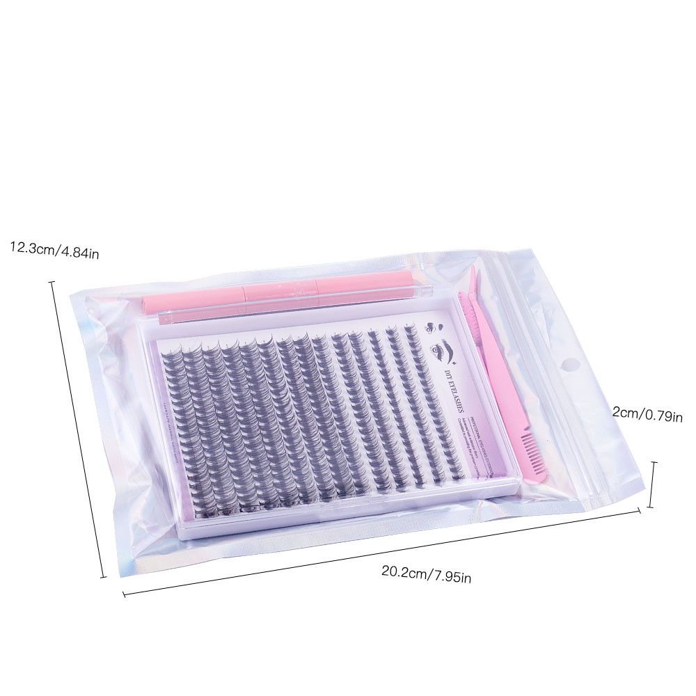 DIY sectional false eyelashes 14 rows with large capacity glue tweezers set eyelashes combination