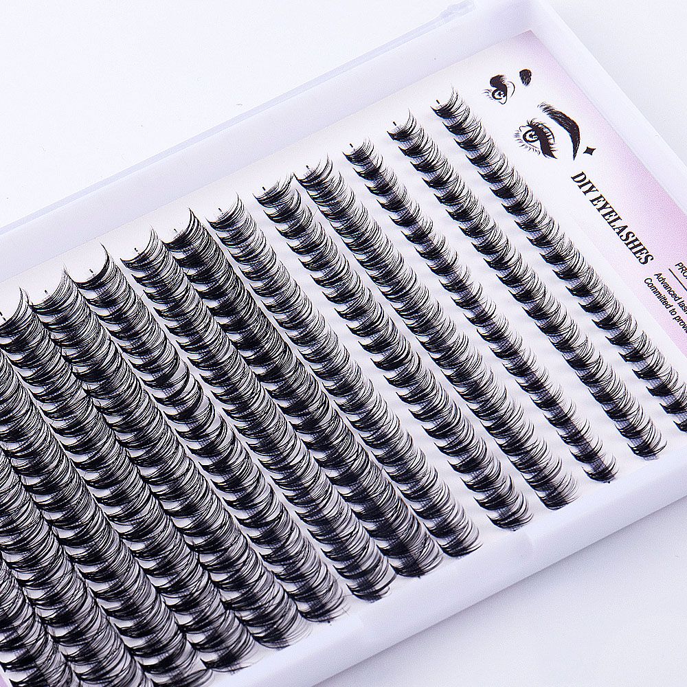 DIY sectional false eyelashes 14 rows with large capacity glue tweezers set eyelashes combination