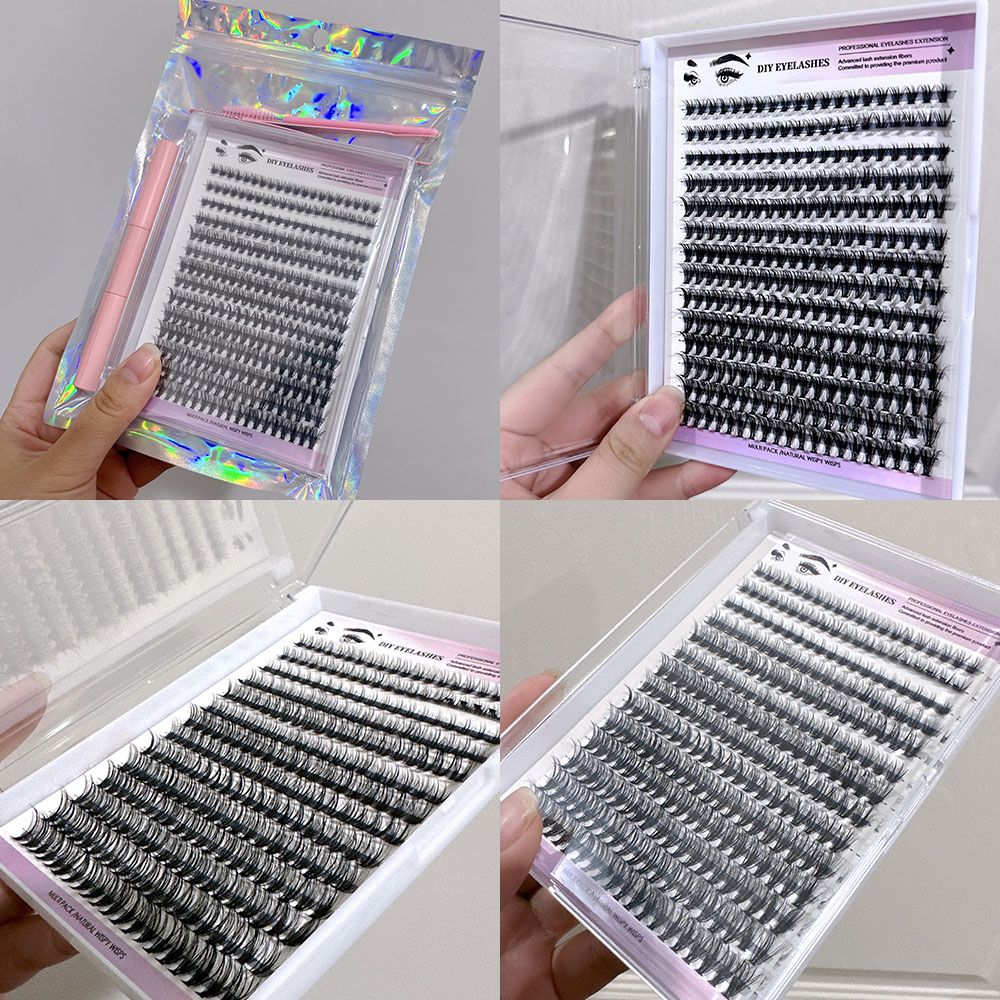 DIY sectional false eyelashes 14 rows with large capacity glue tweezers set eyelashes combination