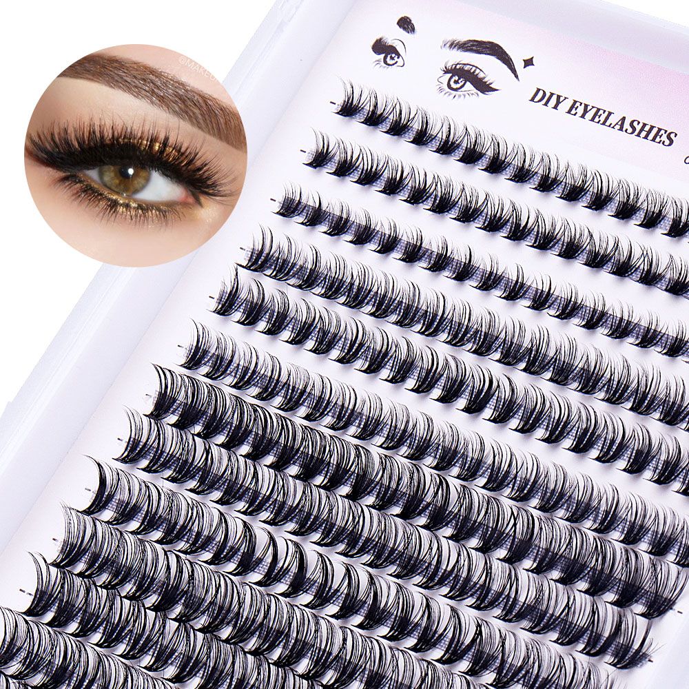 DIY sectional false eyelashes 14 rows with large capacity glue tweezers set eyelashes combination