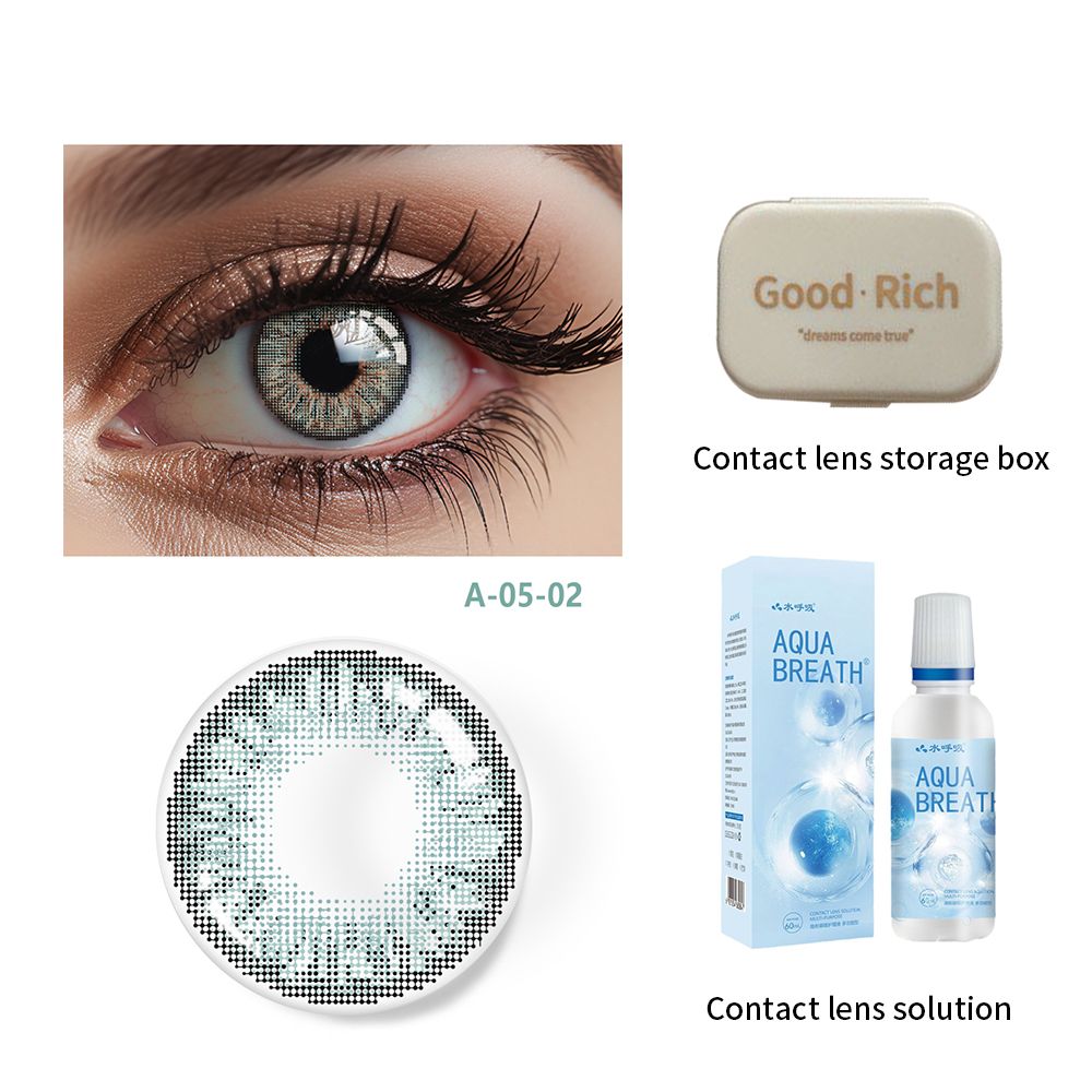 3psc Colored contact lens set Lenses Half-Yearly Disposable Cosmetic Contacts Set with 60ml Care Solution & Storage Case Cosmetic