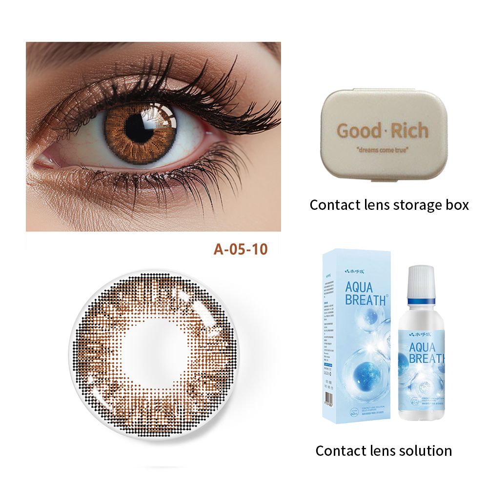 3psc Colored contact lens set Lenses Half-Yearly Disposable Cosmetic Contacts Set with 60ml Care Solution & Storage Case Cosmetic