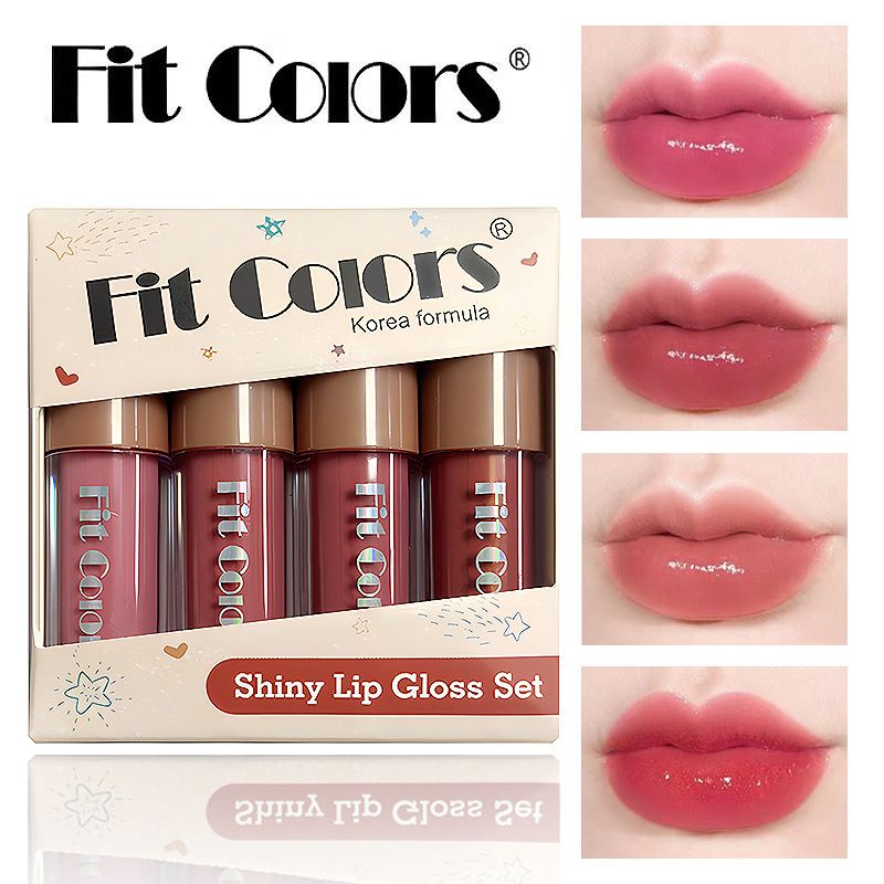 Fit Colors Dual-Charm 4-Piece Lip Color Set: Sparkling Diamond Gloss for a Mesmerizing Shine & Moisturizing Lipstick for All-Day Hydration 04#