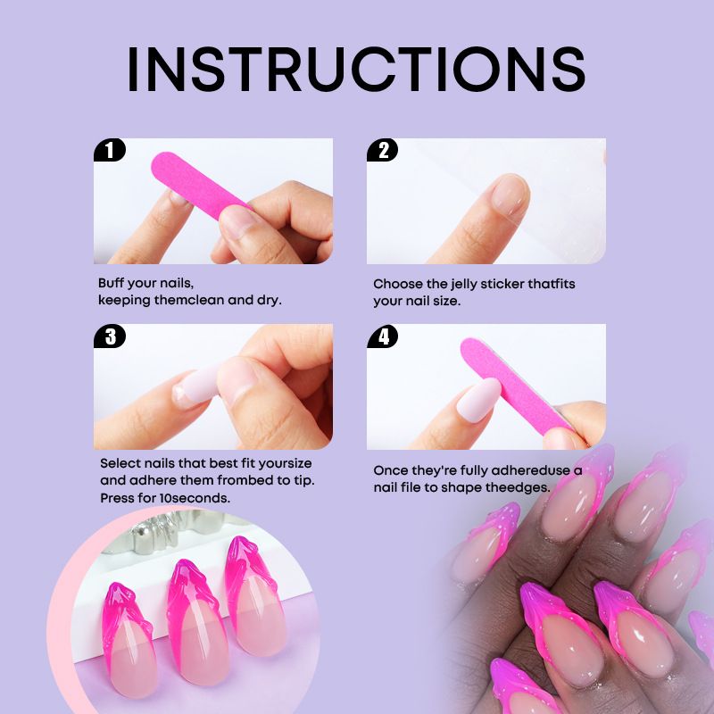 24 pieces hand-made 3D wear nail gradient French 3D finger fake nail Almond A removable nail nail Reusable Wearing Fake Nails Full  Artificial Flase Nails Decoration