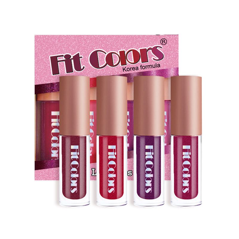 Fit Colors Dual-Charm 4-Piece Lip Color Set: Sparkling Diamond Gloss for a Mesmerizing Shine & Moisturizing Lipstick for All-Day Hydration