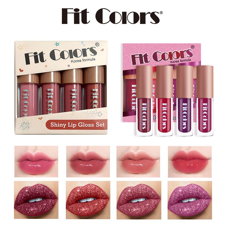Fit Colors Dual-Charm 4-Piece Lip Color Set: Sparkling Diamond Gloss for a Mesmerizing Shine & Moisturizing Lipstick for All-Day Hydration
