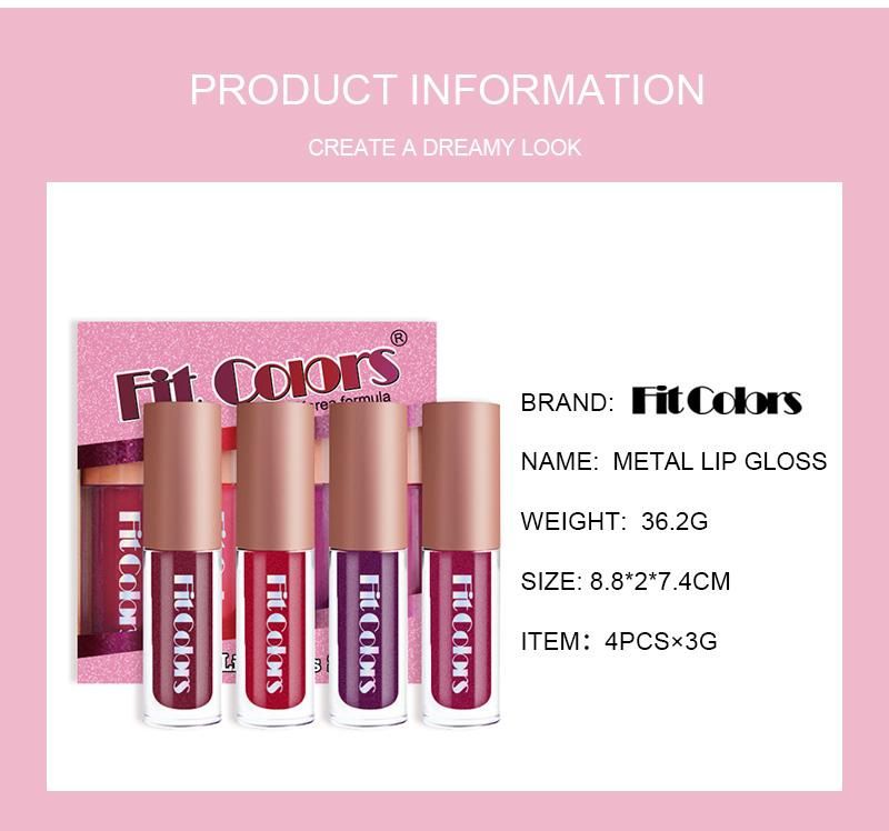 Fit Colors Dual-Charm 4-Piece Lip Color Set: Sparkling Diamond Gloss for a Mesmerizing Shine & Moisturizing Lipstick for All-Day Hydration