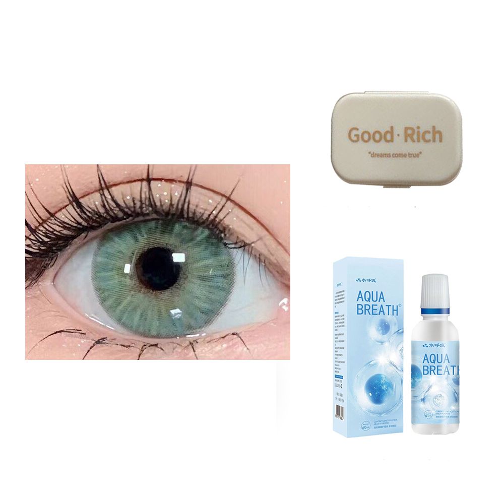 3psc Colored contact lens set Lenses Yearly Disposable Cosmetic Contacts Set with 60ml Care Solution & Storage Case Cosmetic