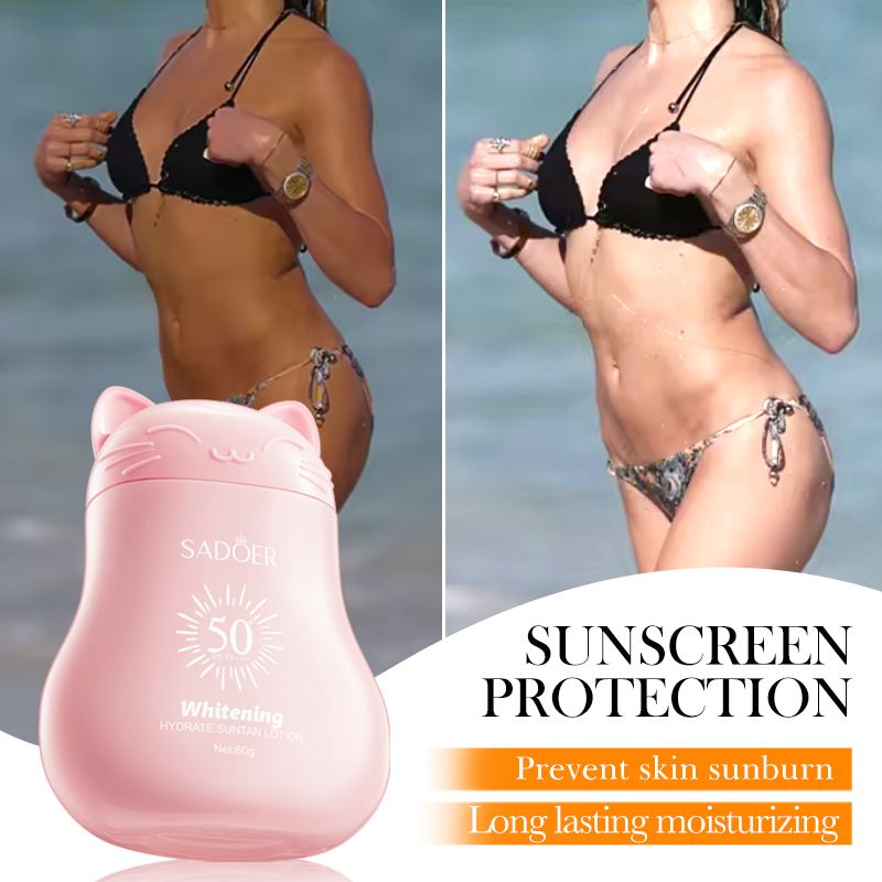 SADOER SPF 50 PA+++ Ultra-Hydrating  Facial Body Sunscreen Milk: No White Cast, Advanced Brightening & Soothing Protection for Dark Skin Tones