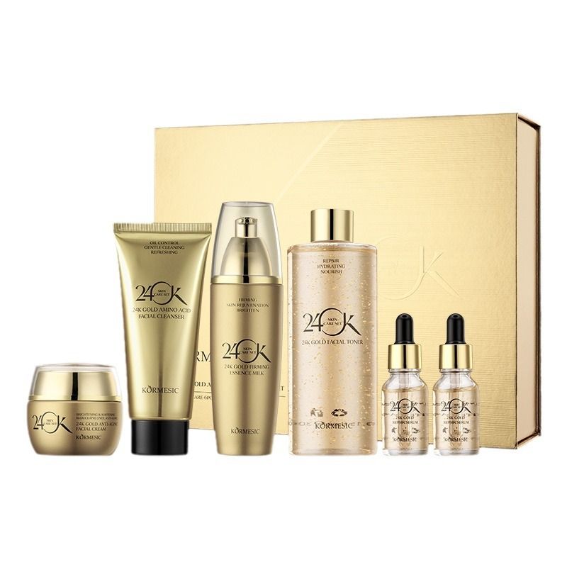 KORMESIC Elite 24K Gold Luxury Skincare Set: 6-Piece Anti-Aging Regimen with Gold Foil Serum & Cream - Firming, Lifting & Rejuvenating Collection for Tight, Smooth Skin