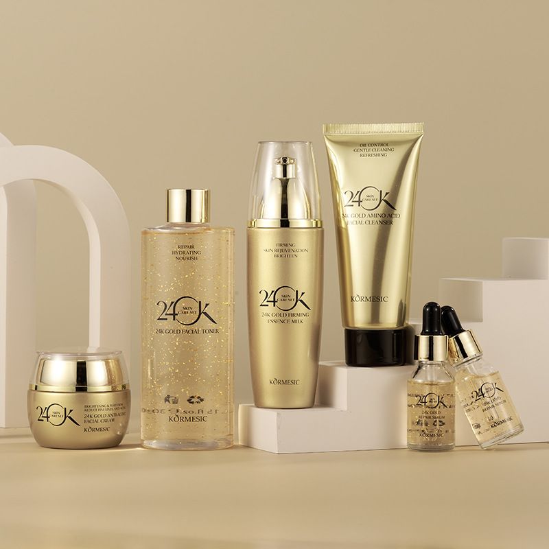KORMESIC Elite 24K Gold Luxury Skincare Set: 6-Piece Anti-Aging Regimen with Gold Foil Serum & Cream - Firming, Lifting & Rejuvenating Collection for Tight, Smooth Skin