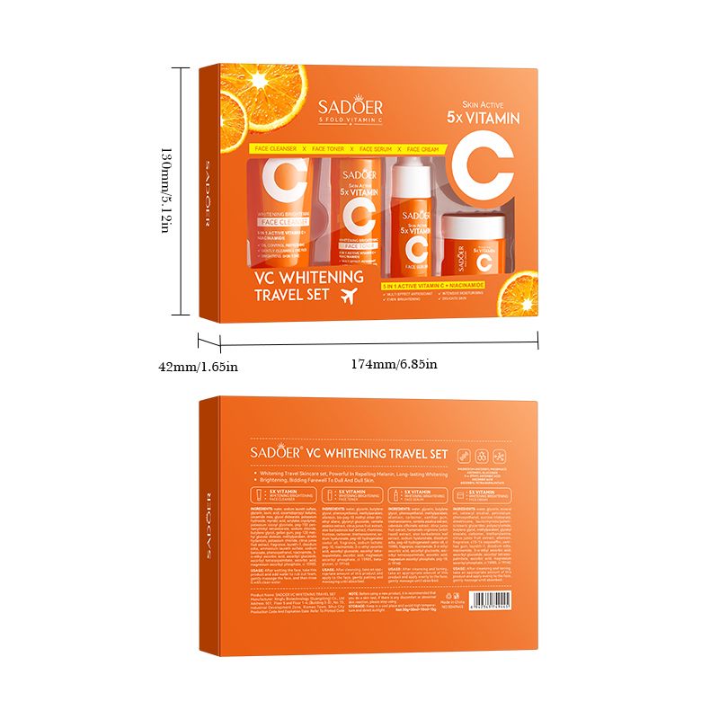 4pcs Skincare set  Vitamin C Whitening and Moisturizing Travel Set Cleansing and Moisturizing