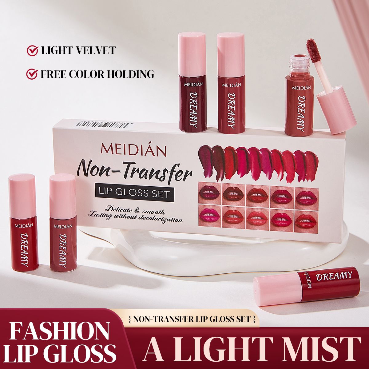 🔥 10-Piece Set Waterproof Smudge-Proof Long-Lasting Velvet Matte Lip Gloss Set Waterproof Non-Stick Lip Gloss Lipstick Set Nairobi Beauty Supply